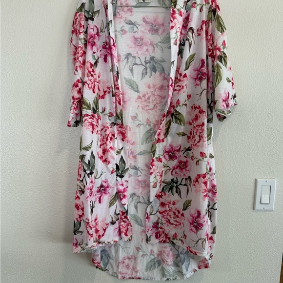Show Me Your Mumu Brie Floral Robe Print Belted Short Sleeve Cardigan One Size - Picture 3 of 7